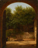 View of a Sunny Courtyard with a Trough Visible Through an Arch - Jean-Victor Bertin — artwork view