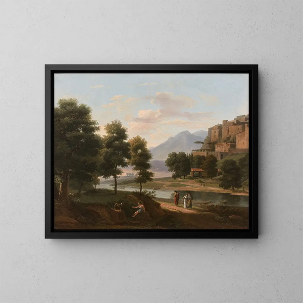 Landschaft von Arkadien mit Figuren belebt - Jean-Victor Bertin — gerahmtes Bild an der Wand