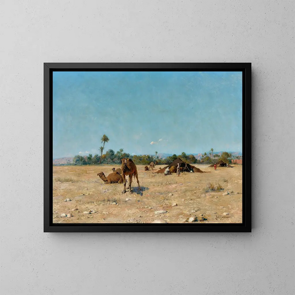 Camp bédouin à Biskra - Jean Baptiste Paul Lazerges — gerahmtes Bild an der Wand