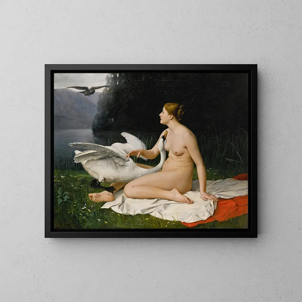 Léda und der Schwan - Jean Baptiste Paul Lazerges — gerahmtes Bild an der Wand