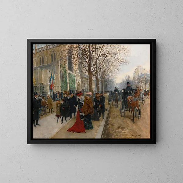 Nach dem Gottesdienst in der Kirche der Heiligen Dreifaltigkeit, Weihnachten 1890 - Jean Béraud — gerahmtes Bild an der Wand