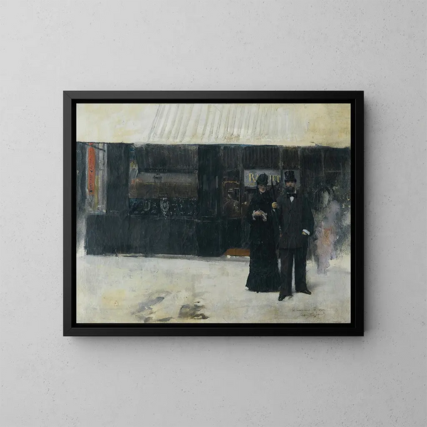 Coppia davanti a una gioielleria - Jean Béraud — quadro incorniciato alla parete