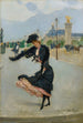 Elegantes Gemälde vor dem Grand Palais auf der Brücke Alexandre III - Jean Béraud — Ansicht des Kunstwerks
