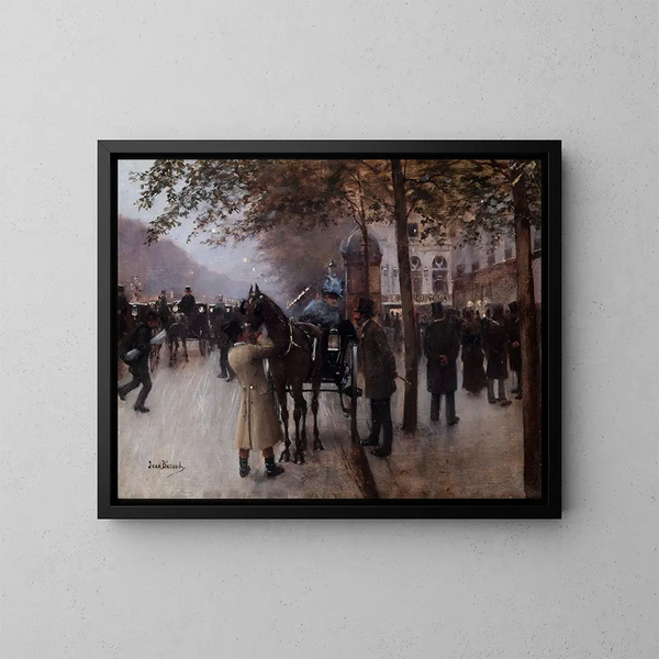 Le boulevard des Capucines le soir devant le Café Napolitain - Jean Béraud — quadro incorniciato alla parete