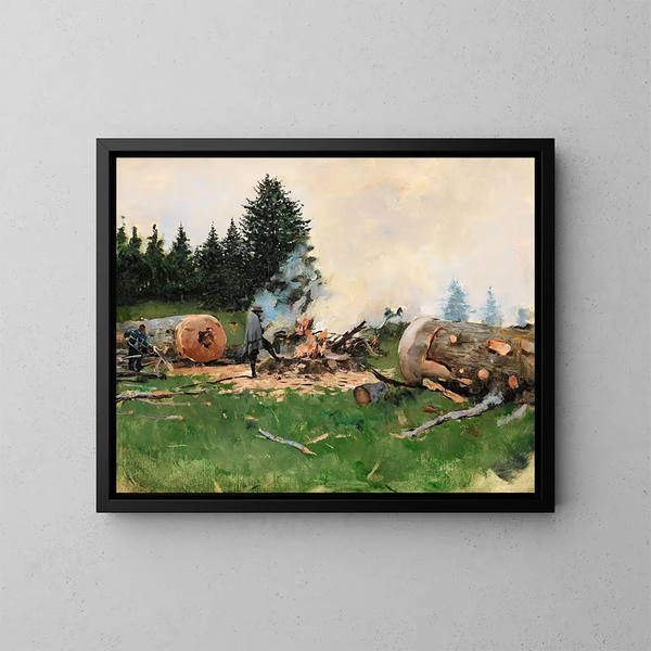 Mann aus Holz in einem Bergdorf - Jean Béraud — gerahmtes Bild an der Wand