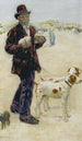 Uomo che passeggia con i cani - Jean François Raffaëlli — vista dell’opera