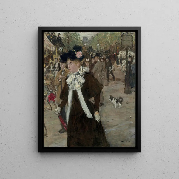 Elegantes Gemälde auf dem Boulevard des Italiens Paris - Jean François Raffaëlli — gerahmtes Bild an der Wand