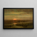 Sunset Landscape Painting with Herons - Jean Pierre François Lamorinière — framed artwork on a wall
