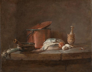 Jean Simon Chardin - Kitchen Utensils with Leeks Fish and Eggs.webp