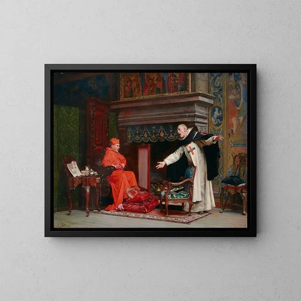 Der Wahl eines Predigers - Jehan Georges Vibert — gerahmtes Bild an der Wand