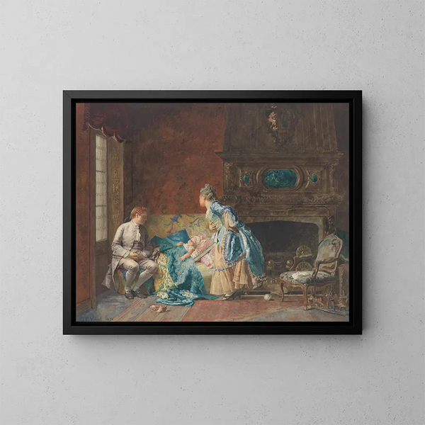 Das erste Baby - Jehan Georges Vibert — gerahmtes Bild an der Wand