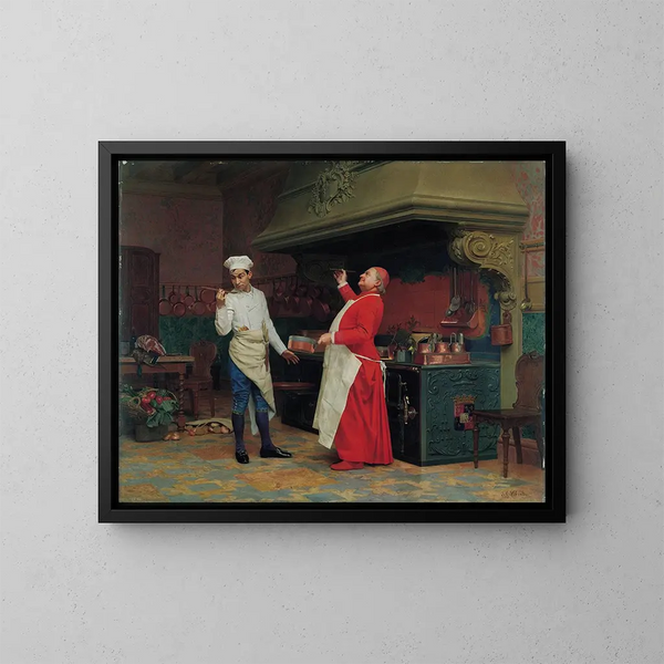 La sauce merveilleuse - Jehan Georges Vibert — gerahmtes Bild an der Wand