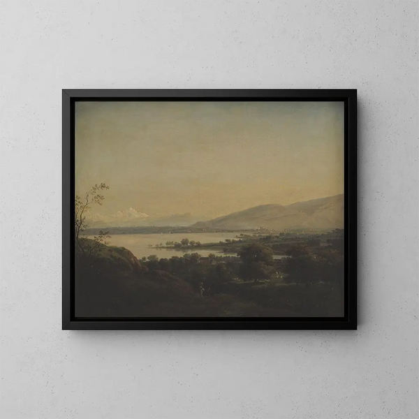 Blick auf den Genfersee in Richtung Mont Blanc und Genf - Jens Juel — gerahmtes Bild an der Wand