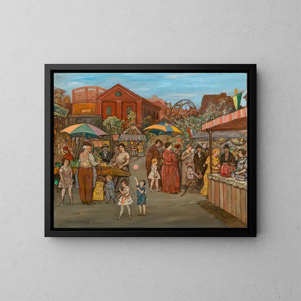Italienisches Gemälde in Jefferson Park - Jerome Myers — gerahmtes Bild an der Wand