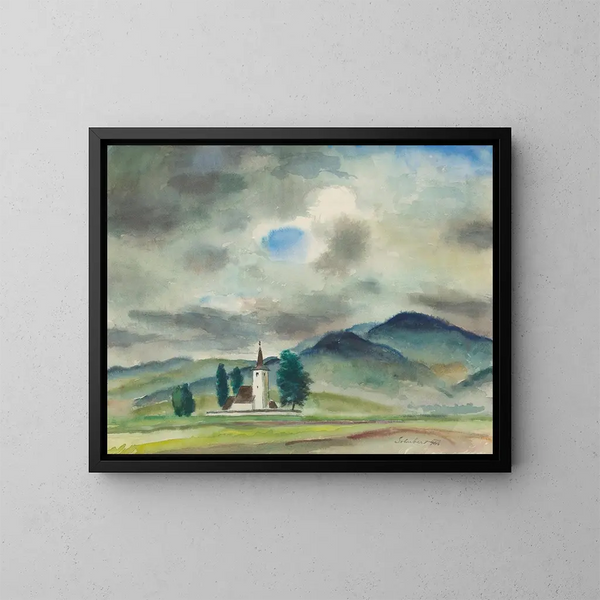 Landschaft um Varn - Julius Schubert — gerahmtes Bild an der Wand