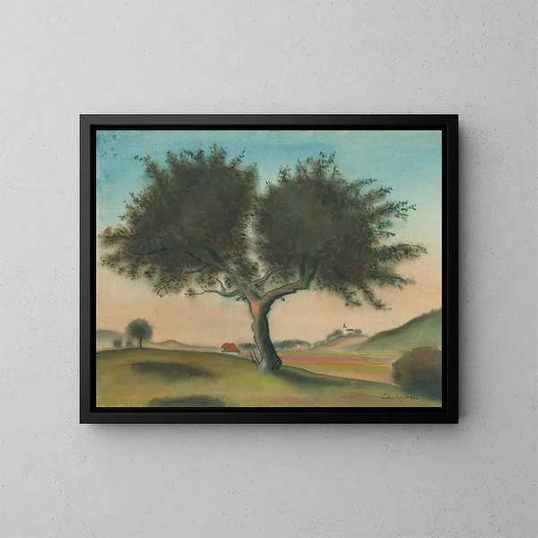 Landschaft mit einem Lama-Baum - Julius Schubert — gerahmtes Bild an der Wand