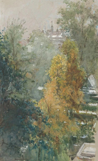 Joan Berg - Uitzicht op bomen en gebouwen.webp