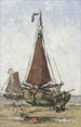 Fischerboot mit Bug auf dem Strand - Joannes Barnardus Antonius Maria Westerwoudt — Ansicht des Kunstwerks