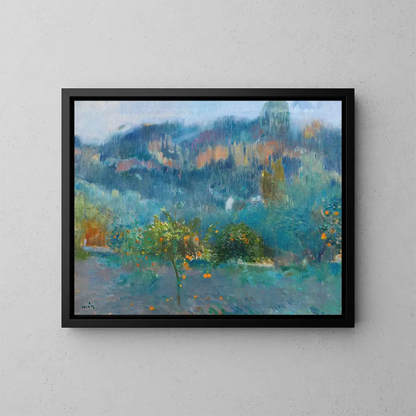 Landschaft auf Mallorca mit Orangen - Joaquín Mir Trinxet — gerahmtes Bild an der Wand