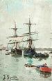 Bateaux dans un port - Joaquín Sorolla — Ansicht des Kunstwerks