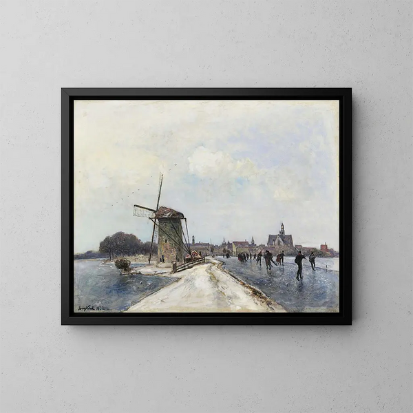 Pattinatori a Maassluis - Johan Barthold Jongkind — quadro incorniciato alla parete