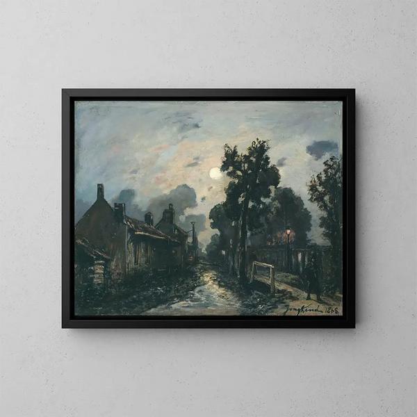 Una strada di Delft la sera - Johan Barthold Jongkind — quadro incorniciato alla parete