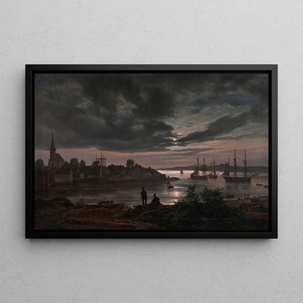 Johan Christian Dahl - Larvik by Moonlight.webp