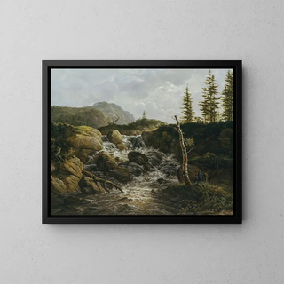 Johan Christian Dahl - Mountainous Landscape with a Waterfall Norway.webp