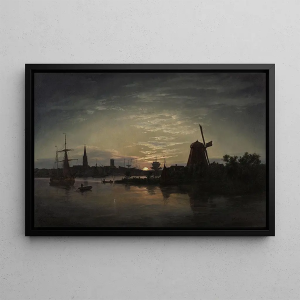 Johan Christian Dahl - Swinoujscie in the moonlight.webp