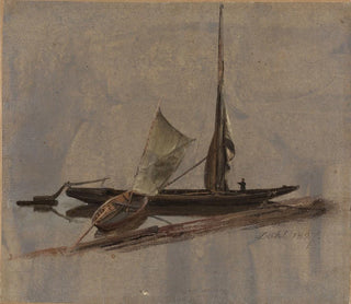 Johan Christian Dahl - Two SailingBoats at the Elbe.webp