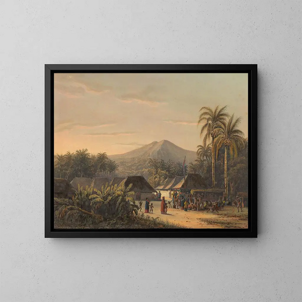 Fête de village près de la montagne Ardjoeno - Johan Conrad Greive — gerahmtes Bild an der Wand
