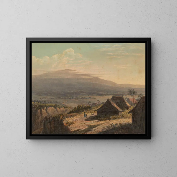Ansicht einer Landschaft in Java, Landschaft in der Residenz von Bantam - Johan Conrad Greive — gerahmtes Bild an der Wand