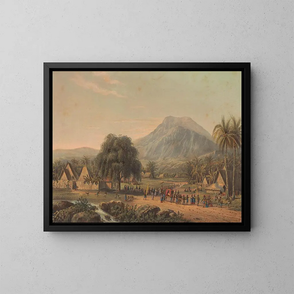 Cortège nuptial au pied du mont Salak à Java - Johan Conrad Greive — gerahmtes Bild an der Wand