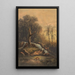 Paesaggio con cascata e leopardo che beve Paesaggio selvaggio angolo di Java - Johan Conrad Greive — quadro incorniciato alla parete