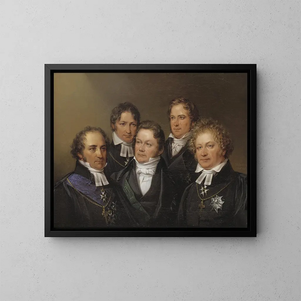 Johan Olof Wallin, Jns Jacob Berzelius, Frans Michael Franzén, Erik Gustaf Geijer und Esaias Tegnér - Johan Gustaf Sandberg — gerahmtes Bild an der Wand