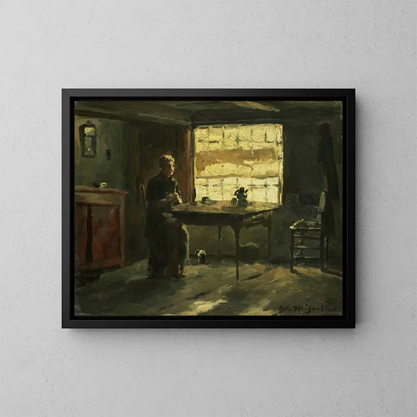 Innenansicht eines Bauernhauses - Johan Hendrik Weissenbruch — gerahmtes Bild an der Wand