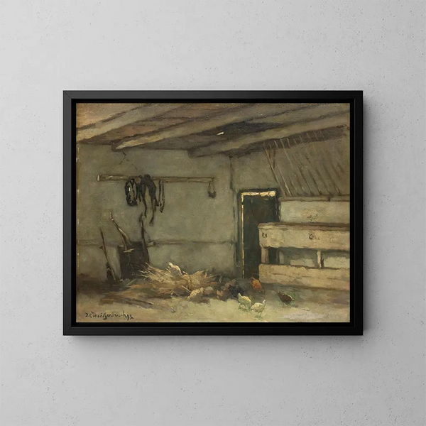 Innenansicht einer Scheune - Johan Hendrik Weissenbruch — gerahmtes Bild an der Wand