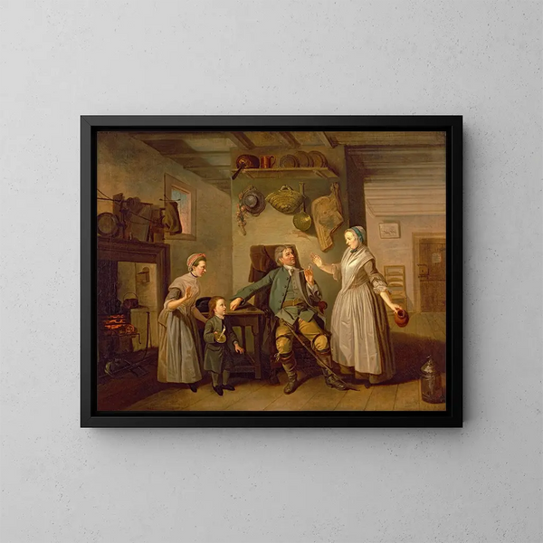 David Garrick und Mary Bradshaw in Der Rückkehr des Bauern - Johan Joseph Zoffany — gerahmtes Bild an der Wand