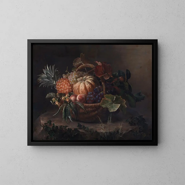 Una curva con frutta su un tavolo - Johan Laurentz Jensen — quadro incorniciato alla parete