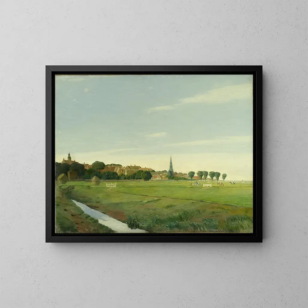 Landschaft mit einer Stadt - Johan Rohde — gerahmtes Bild an der Wand