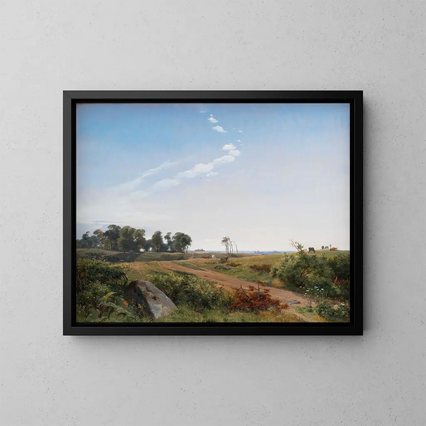 Paesaggio delle Zelanda, campagna aperta nel nord delle Zelanda - Johan Thomas Lundbye — quadro incorniciato alla parete