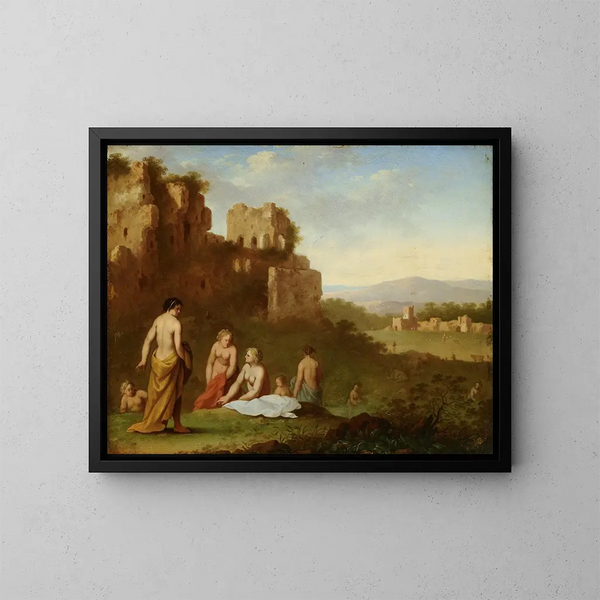 Nymphe se baignant - Johan van Haensbergen — gerahmtes Bild an der Wand