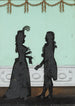 Louis XVI interno con una coppia in silhouette - Johann Adolf Bendix Rohtermundt — vista dell’opera