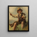 Italienischer Junge sitzt auf einem Heuwagen - Johann Baptist Kirner — gerahmtes Bild an der Wand