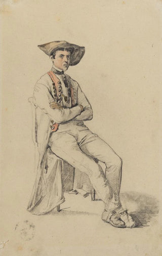 Johann Baptist Kirner - Sitzender junger Mann in Hanauer Tracht.webp