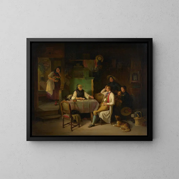 Die Wahrsagerin - Johann Baptist Kirner — gerahmtes Bild an der Wand