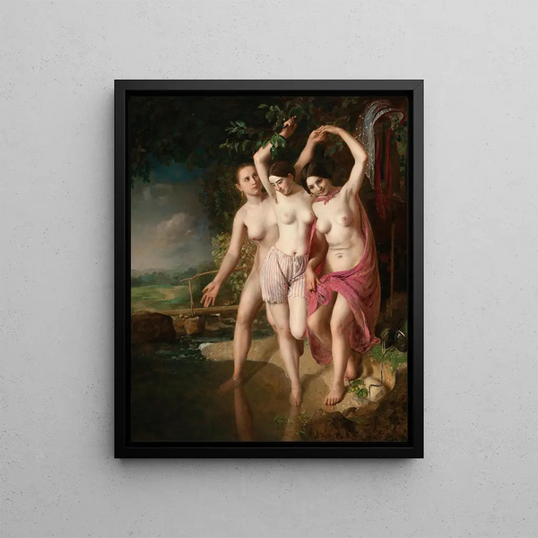 Tre Bagnanti - Johann Baptist Reiter — quadro incorniciato alla parete