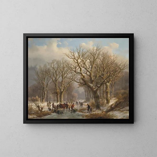Ein Winterlandschaft - Johann Bernhard Klombeck — gerahmtes Bild an der Wand