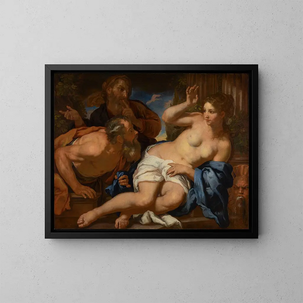 Suzanne et les vieillards - Johann Carl Loth — gerahmtes Bild an der Wand