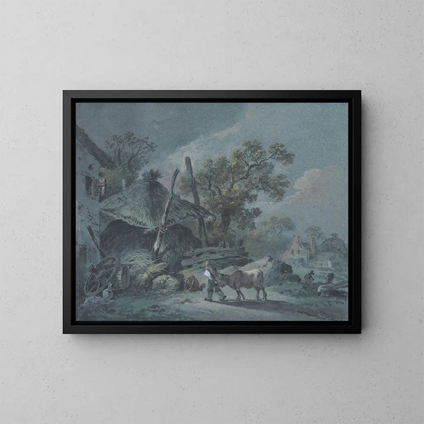 Bauernhof mit Heuboden - Johann Christian Brand — gerahmtes Bild an der Wand
